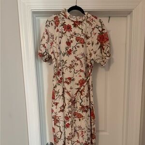 Pilcro Red and Cream Floral Midi Dress
